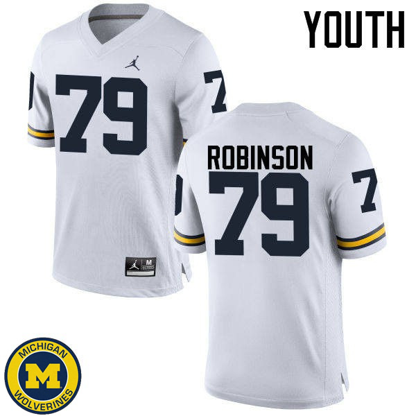 Youth Michigan Wolverines #79 Greg Robinson White College Game Jersey